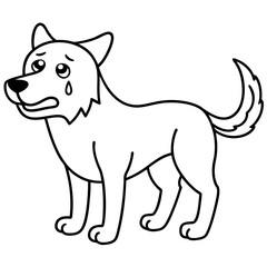 Dog crying line art vector illustration