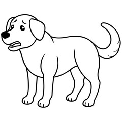 Dog crying line art vector illustration