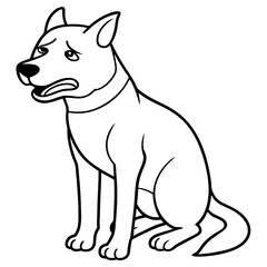 Dog crying line art vector illustration