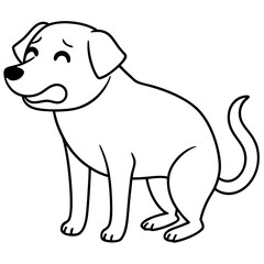 Dog crying line art vector illustration