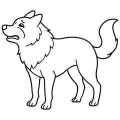 Dog crying line art vector illustration