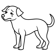 Dog crying line art vector illustration