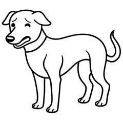 Dog crying line art vector illustration