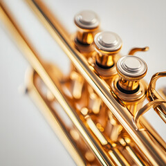 Obraz premium classical music wind instrument trumpet isolated on a white background