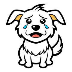 Dog crying art vector illustration
