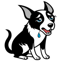 Dog crying art vector illustration