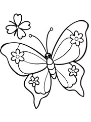 Flower clipart Butterfly drawing with flower lines