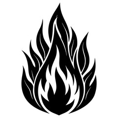 fire flames set vector icon silhouette illustration with white background 