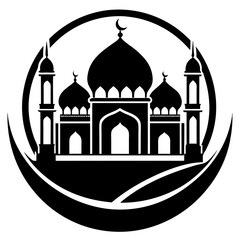 The mosque vector icon silhouette illustration with white background 