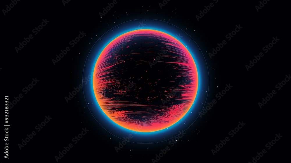 Poster Cosmic Glow: Abstract Planet in Space