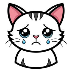 Cat crying art vector illustration