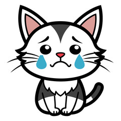 Cat crying art vector illustration