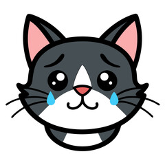 Cat crying art vector illustration
