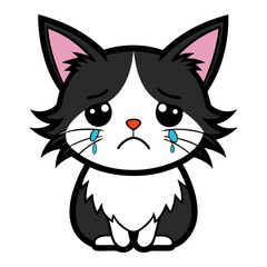 Cat crying art vector illustration
