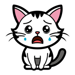 Cat crying art vector illustration