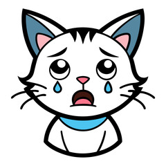 Cat crying art vector illustration