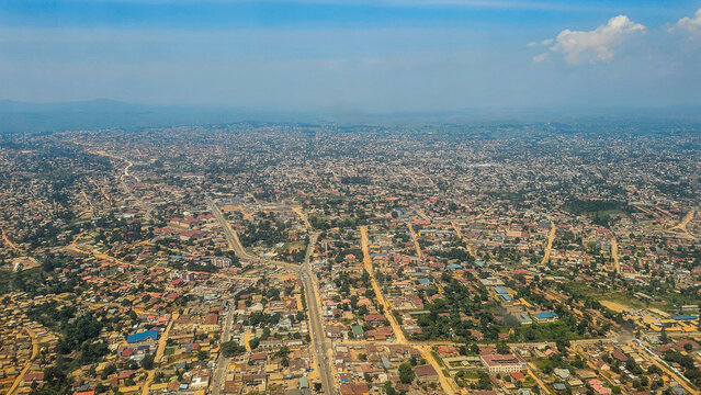 Aerial of Goma, Democratic Republic of Congo, Africa