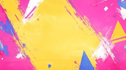80s and 90s style abstract art with bright geometric patterns and central empty space