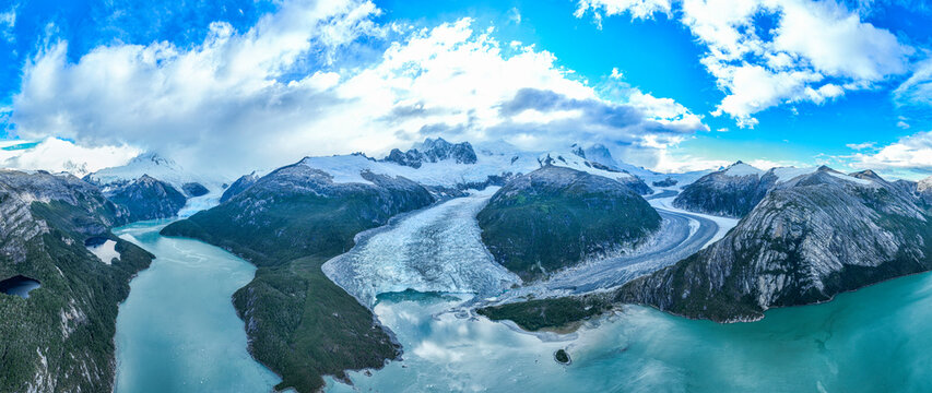 Aerial of Pia glacier, Tierra del Fuego, Chile