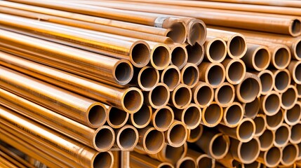 Steel pipes are neatly stacked in a warehouse, each with a visible price tag, showcasing various sizes and types for construction and industrial use