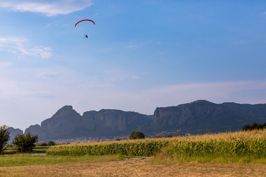 Paramotor flights from the company Meteora Fly Adventures, Thessaly, Greece