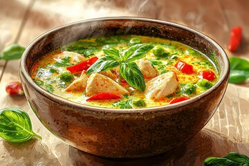 Steaming Bowl of Thai Green Curry.