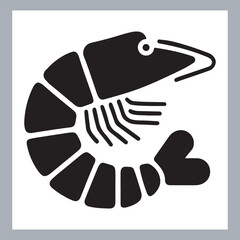 Black Shrimp Vector Silhouette , set of shrimp illustration. hand drawn black and white shrimp line art illustration, Shrimp icon vector art silhouette