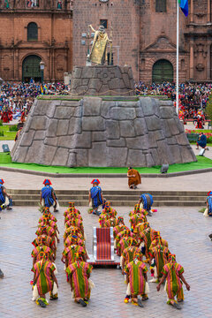 Performers during Inti Raymi Festival of the Sun, Plaza de Armas square, UNESCO World Heritage Site, Cusco (Cuzco), Cusco Province, Cusco Region, Peru