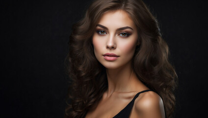 Fototapeta premium Beautiful russian woman model on black background