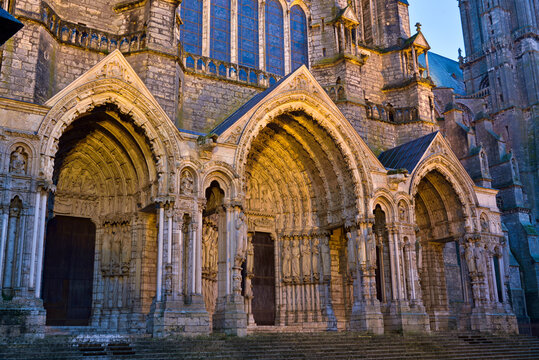 North Portal of the Cathedral of Our Lady of Chartres, UNESCO World Heritage Site, Chartres, Eure-et-Loir department, Centre region, France