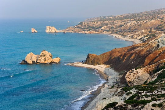 Petra Tou Romiou site, legendary birthplace of Aphrodite, Cyprus, Eastern Mediterranean Sea