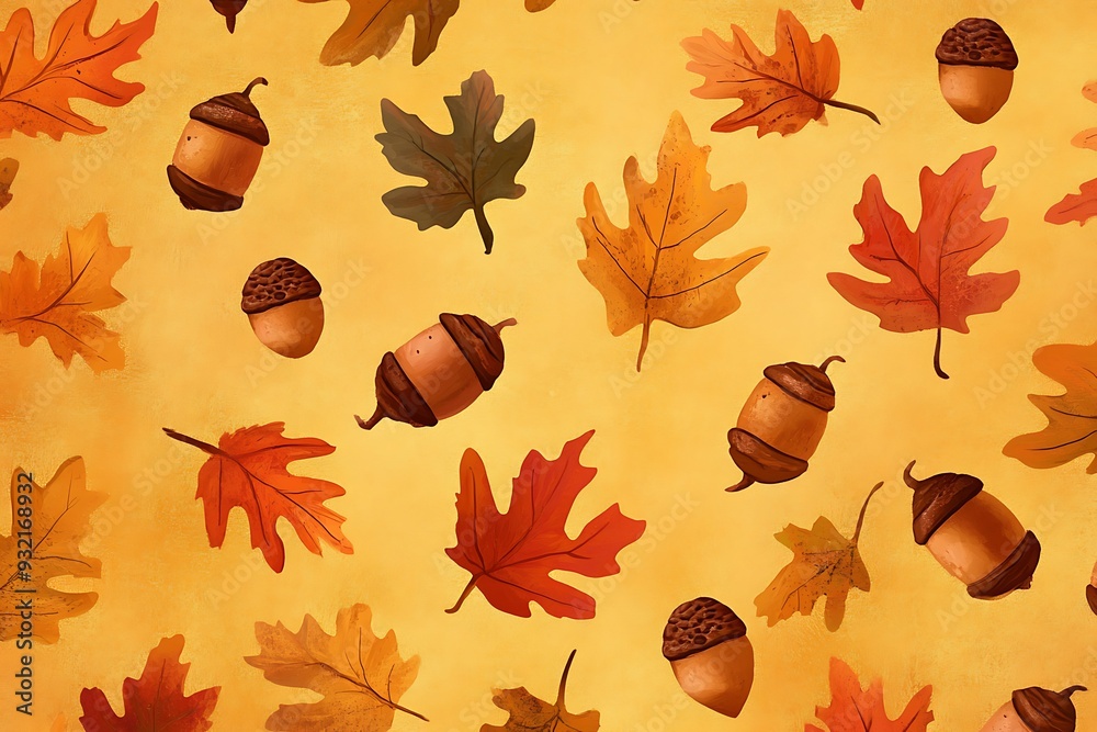 Wall mural autumn leaves seamless pattern