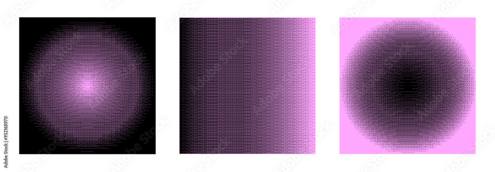 Poster Retro bitmap background set. Abstract pink gradient pixel art wallpaper design template. 