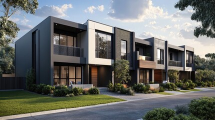 3D illustration of a modern townhouse design