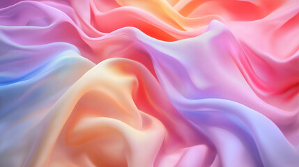 Obraz premium Soft Pastel Silk Fabric Folds, Abstract Flowing Textile Background with Copy Space