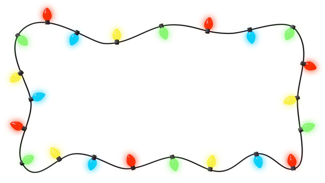 Christmas lights frame isolated on transparent. 3D illustration.	
