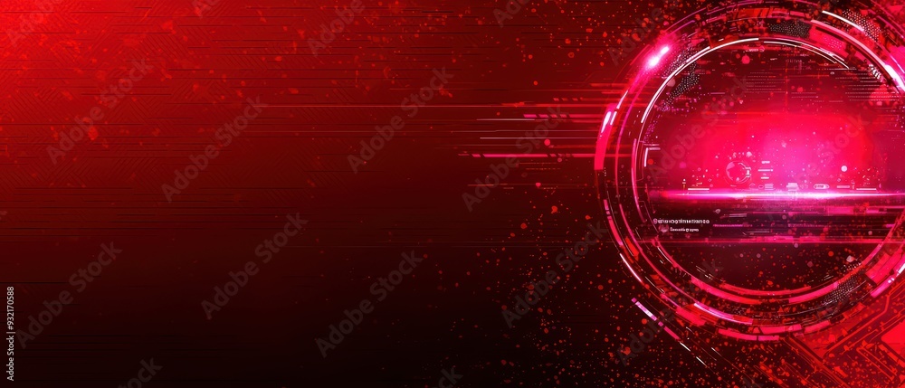 Wall mural dynamic abstract background featuring vibrant red tones and futuristic circular patterns, perfect fo