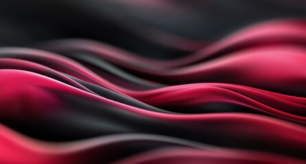 Obraz premium Abstract waves of red and black fabric flowing smoothly