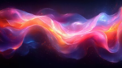 Fototapeta premium fluid abstract composition of vibrant neon colors swirling shapes and dynamic brushstrokes create sense of movement digital painting style with glowing edges and translucent layers