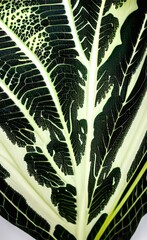 Close up of green leaf texture on white background
