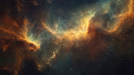 Obraz premium Abstract cosmic design featuring swirling nebulae with faint, ethereal traces of stardust and light.