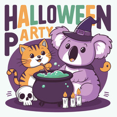 Text halloween party sticker for T-shirt vector illustration eps