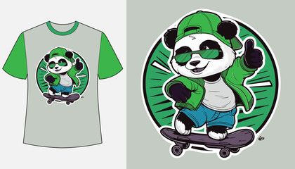 Panda in swag with T-shirt vector illustration eps