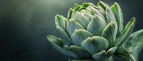 Fototapeta premium Close-Up of a Fresh Artichoke with Dramatic Lighting. Generative ai