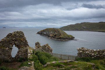 Sea views, rocky islands and ancient ruins a true experience on the island, Isle of Skye, Scotland