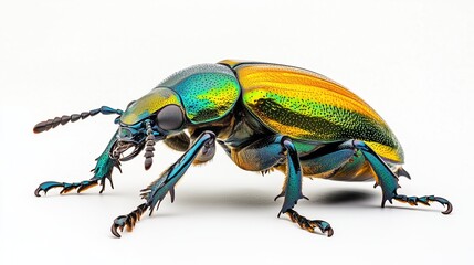 Naklejka premium Beautiful bright beetle on a white background, isolated