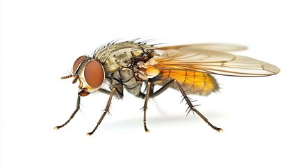Obraz premium Live fly on a white background, isolated
