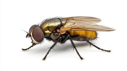 Live fly on a white background, isolated