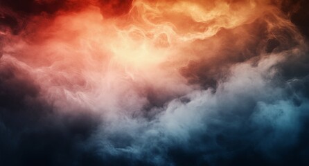Fototapeta premium Dramatic red and orange clouds illuminated at sunset