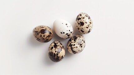 Obraz premium Quail eggs on a white background